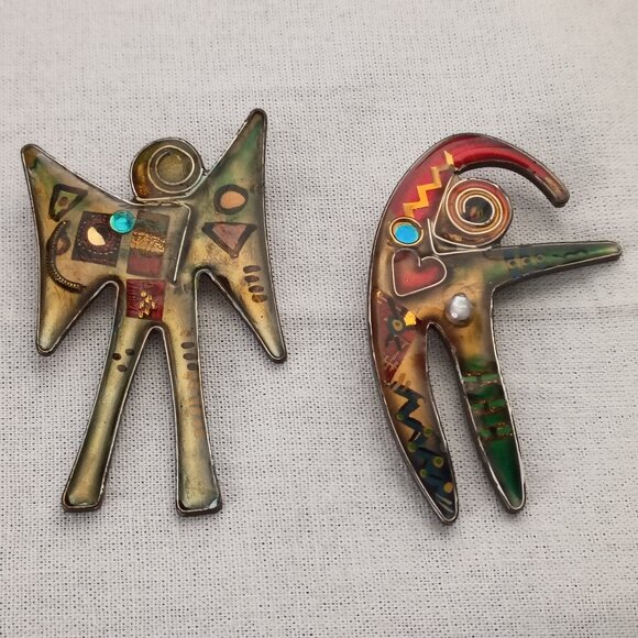 ❤️Lot 2 YOSSI STEINBERG Modernist Brooch Pins - Picture 1 of 4
